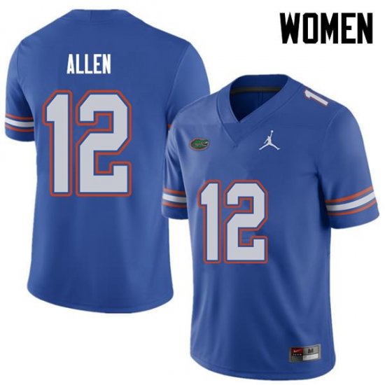 Women's Florida Gators #12 Jake Allen NCAA Jordan Brand Royal Authentic Stitched College Football Jersey ICK0762ET